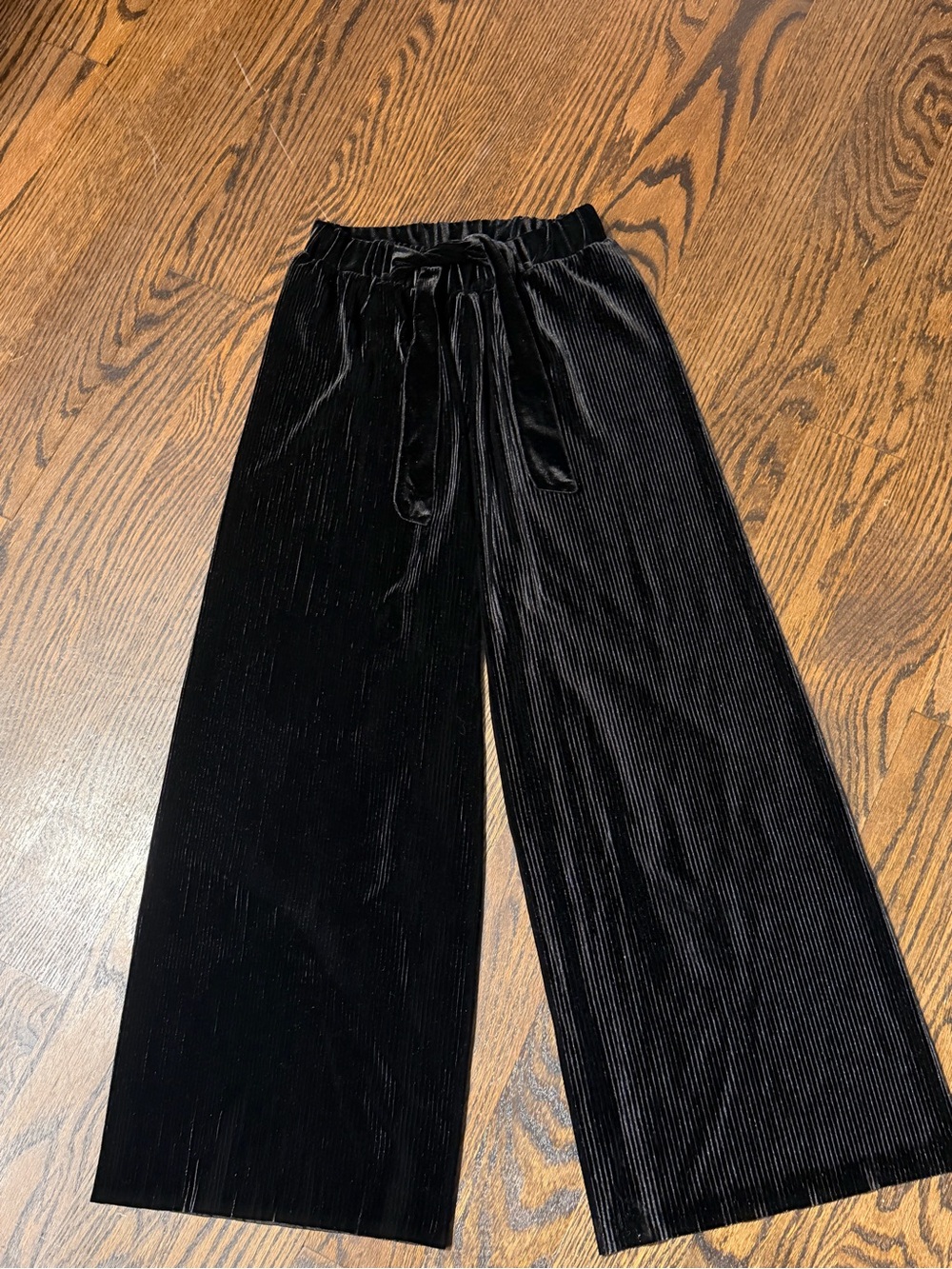 Zara Black Velvet Wide-Leg Kids Pants size 10/12